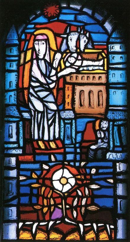 «The birth of Jesus» - The glass window in the Rosary Church in Kassel/Germany