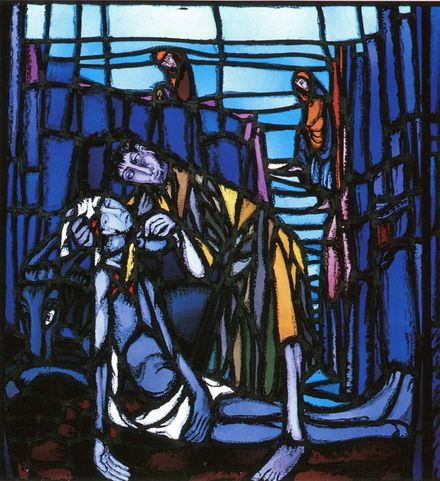 «The Good Samaritan» - The glass window in the hospital in Fritzlar/Germany